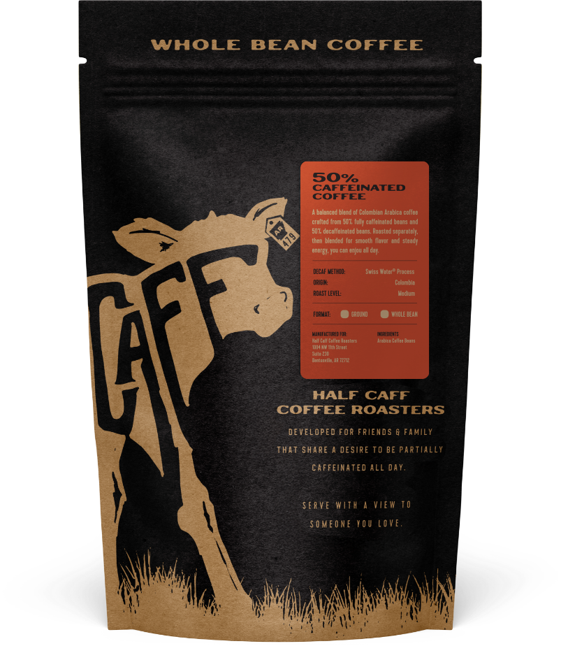 12 Oz Whole Roasted Beans w/ Half Caffeine